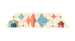 © Erin - Smart Home and Logistics Connectivity Flat Illustration with Audio Waveforms and Data Frequency Signals