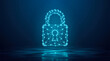 © Holographic_Creation - Digital padlock cybersecurity concept with glowing network nodes for data protection