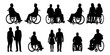 © Shilpyara - Ten black silhouettes of people in wheelchairs in various poses, isolated on a white background set
