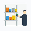 © Asmara_Dreams - Worker scanning inventory items on warehouse shelves with handheld barcode scanner