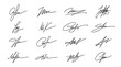 © RK graphics - Set of 16 handwritten signatures for documents and contracts.