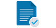 © Adobe - blue document icon with white checkmark badge representing completed task or approved file.