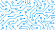 © fahad - Seamless digital technology pattern featuring glowing blue circuit board lines, nodes, and connections on solid white background, flat modern tech design for backgrounds