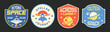 © titusurya - Set of Space badges, logos, emblems collection. Space exploration journey patches design.