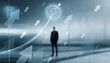 © stock.finder - Businessman looking at a target with upward arrows symbolizing growth