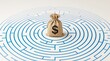 © Hendra - Money bag inside a complex circular maze concept for financial challenges planning and wealth strategy