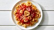 © Khadiza F - Awesome photo of heartshaped pasta with tomato sauce and cheese.