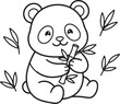 © NUR - Cute cartoon girl with flower in her hair, black and white line