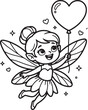 © NUR - Cute cartoon girl with heart-shaped balloon