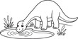 © NUR - Cute cartoon hedgehog floating on water with fish