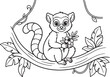 © NUR - Cute cartoon rabbit holding a daisy in a floral field flowers line