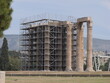 © Travel 'n' Lifestyle - View of the Temple of Olympian Zeus surrounded by metal scaffolding for restoration work in Athens, Greece.