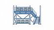 © zaaf - Blue industrial mezzanine platform with stairs and storage containers for warehouse organization and efficiency optimization