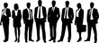 © Ahsan - Silhouette of a diverse professional business team standing together in formal suits representing corporate leadership success and office teamwork concept.