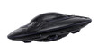 © Isolated_png - Futuristic ufo spacecraft with dark metallic hull and glowing lights for science fiction space themes.
