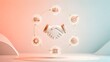 © bude mur - Business Partnership Handshake Surrounded By Connected Corporate Strategy Icons