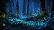 © Shilpe - Magical forest floor with glowing fireflies during twilight in a mystical woodland setting