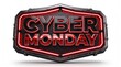 © creativestock - Cyber Monday neon sign with metallic frame and red glowing lights on a white background