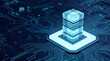 © Vivid Pixel - Futuristic glowing data server stack on circuit board, representing cloud computing, artificial intelligence, blockchain storage and digital technology
