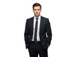 © Asma - A handsome professional man wearing a classic black suit and tie isolated
