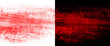 © Transparent Studio - Red grunge texture set on white and black backgrounds, distressed paint stroke overlays, abstract weathered crimson brush effects