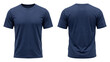 © ATIQULISLAM - Dark blue athletic performance mesh t shirt front and back view isolated on transparent background for sports apparel design and activewear branding mockups