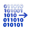 © jahanarabegum7973 - Blue glowing binary code matrix with arrow pointing to highlighted row, quantum computing concept isolated on a transparent background