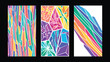 © Najmun - Abstract colorful triptych art with vertical brushstrokes and shapes
