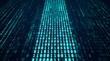 © PhotoParadise - Abstract binary code background featuring a luminous digital stream for data security.