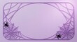 © Ratan - A festive purple halloween background featuring a decorative frame with spider webs and spiders for seasonal holiday party invitations