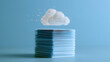 © A2Z AI  - Digital data storage concept with stack of papers and glowing cloud network above on blue background for modern technology information system