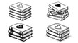 © Irtiko - Hand drawn stacks of vintage books with heart shaped symbols