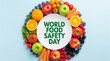 © Irhama - World Food Safety Day concept, fresh organic fruits and vegetables on plate, healthy nutrition and food hygiene awareness