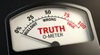 © Hendra - Truth o meter conceptual indicator pointing to bullshit or low percent of honesty