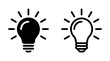 © MdDelowar - Light bulb icon set with glowing rays in solid and outline vector style