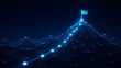 © emwe studio - Glowing digital pathway leading to flag on mountain peak symbolizing successful business strategy technological milestone and corporate leadership goal.