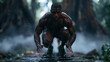 © BlackBridge Media - Muscular Athletic Man Training Intensively in Misty Forest