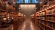 © BlackBridge Media - Classic Library Interior with Wooden Bookshelves and Study Area