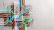 © BlackBridge Media - Digital Circuit Lines on Architectural Blueprint Concept