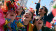 © Dimas - Excited Group of Young Friends Celebrating Together at the Annual Vibrant Aalborg Carnival Event