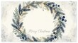 © IMAGE STORE - Watercolor christmas wreath with pine branches, pinecones, and festive lights on a textured paper background