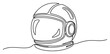 © ----WWWLINE---- - Astronaut helmet continuous one line art drawing, minimalist space suit headwear vector illustration for science and galaxy exploration