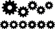 © Lipirani - Mechanical gear silhouette vector collection with black interlocking machinery cogs and linear engine teamwork configurations on white background