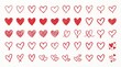 © sana - A collection of hand-drawn red heart shapes and doodle sketches isolated on a white background for romantic design elements and valentines day projects