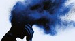 © oksa_studio - Mental health concept with silhouette of person and blue smoke of stress anxiety