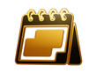 © Mdsamim - Golden desk calendar 3d icon for scheduling appointments planning events and time management concepts in business.