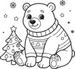 © NUR - Happy cartoon snowman wearing striped sweater and scarf buttons