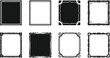 © raja - Collection of 8 Decorative Vintage Frame Vector Illustrations, Ornate Square Borders for Invitations, Black and White Frame Silhouettes for Graphic Design and Label Art Projects