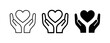 © Sumaiya - Hands Holding Heart Icons, Love Care Symbol Set, Kindness Charity Vector Graphics