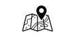 © SAJID - Folded map with location pin icon for travel navigation and tourism.